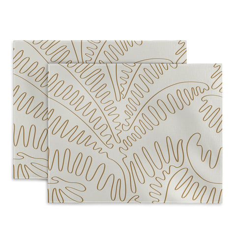 evamatise Golden Tropical Palm Leaves Placemat