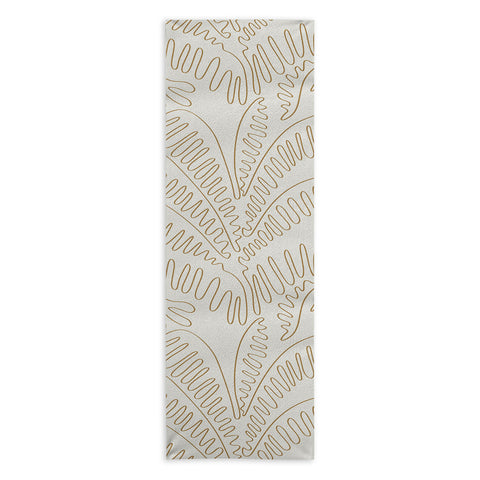 evamatise Golden Tropical Palm Leaves Yoga Towel