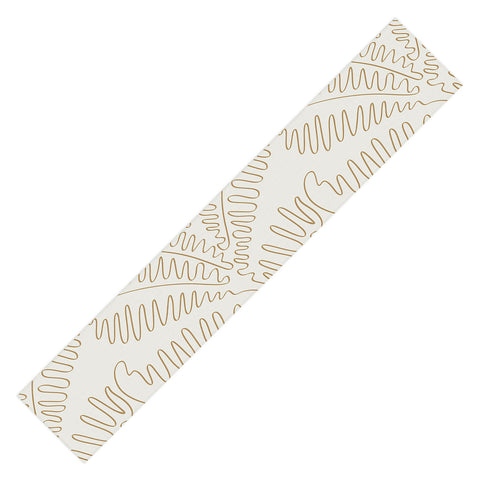 evamatise Golden Tropical Palm Leaves Table Runner