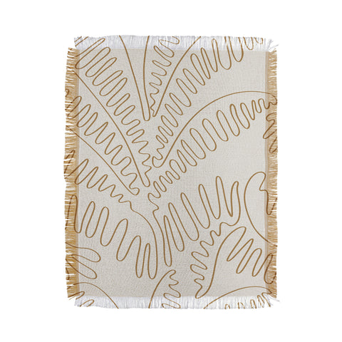 evamatise Golden Tropical Palm Leaves Throw Blanket