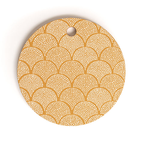 evamatise Japanese Fish Scales Golden Cutting Board Round