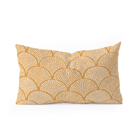evamatise Japanese Fish Scales Golden Oblong Throw Pillow