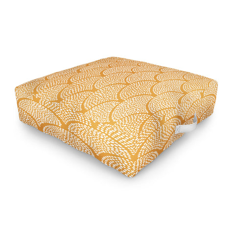 evamatise Japanese Fish Scales Golden Outdoor Floor Cushion