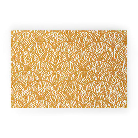 evamatise Japanese Fish Scales Golden Welcome Mat