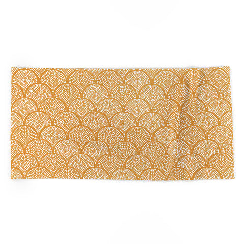 evamatise Japanese Fish Scales Golden Beach Towel