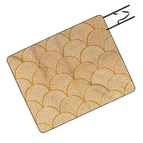 evamatise Japanese Fish Scales Golden Picnic Blanket