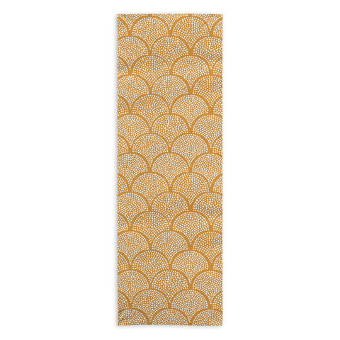 evamatise Japanese Fish Scales Golden Yoga Towel