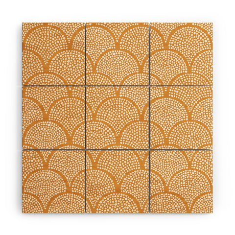 evamatise Japanese Fish Scales Golden Wood Wall Mural