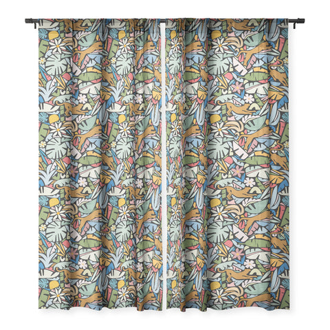 evamatise Joyful Jungle Maximalist Mode Sheer Window Curtain