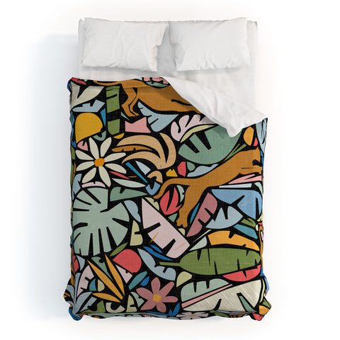 evamatise Joyful Jungle Maximalist Mode Duvet Cover
