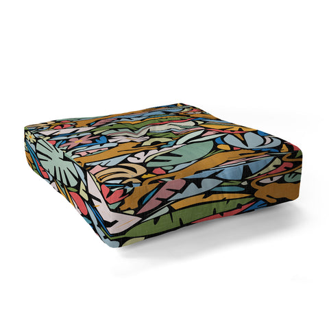 evamatise Joyful Jungle Maximalist Mode Floor Pillow Square
