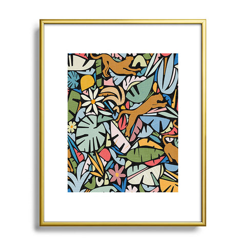 evamatise Joyful Jungle Maximalist Mode Metal Framed Art Print