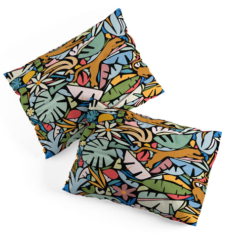 evamatise Joyful Jungle Maximalist Mode Pillow Shams