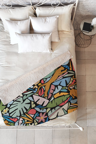 evamatise Joyful Jungle Maximalist Mode Fleece Throw Blanket
