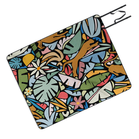 evamatise Joyful Jungle Maximalist Mode Picnic Blanket