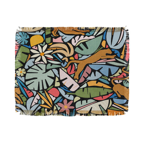 evamatise Joyful Jungle Maximalist Mode Throw Blanket
