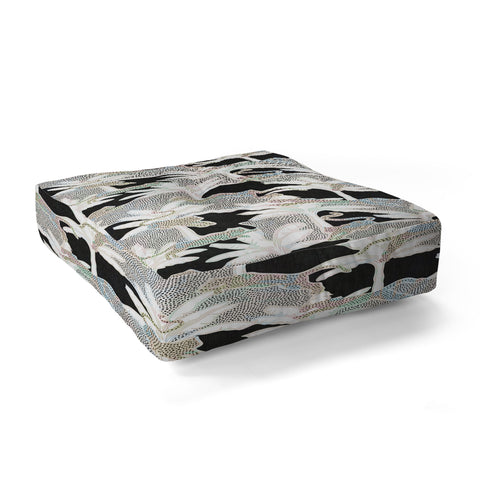 evamatise Leopards and Palms Rainbow Floor Pillow Square