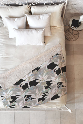 evamatise Leopards and Palms Rainbow Fleece Throw Blanket