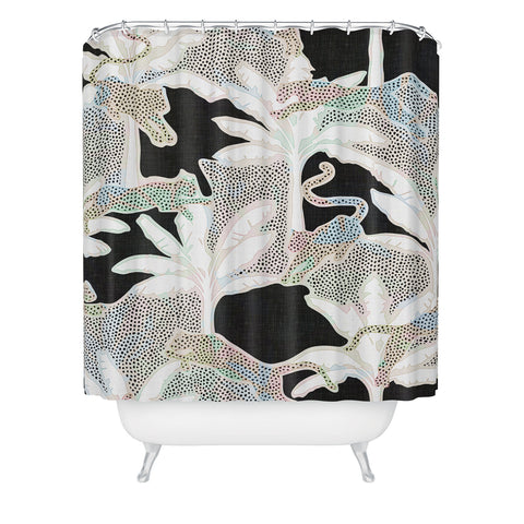 evamatise Leopards and Palms Rainbow Shower Curtain