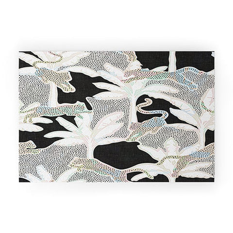 evamatise Leopards and Palms Rainbow Welcome Mat