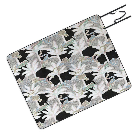 evamatise Leopards and Palms Rainbow Picnic Blanket