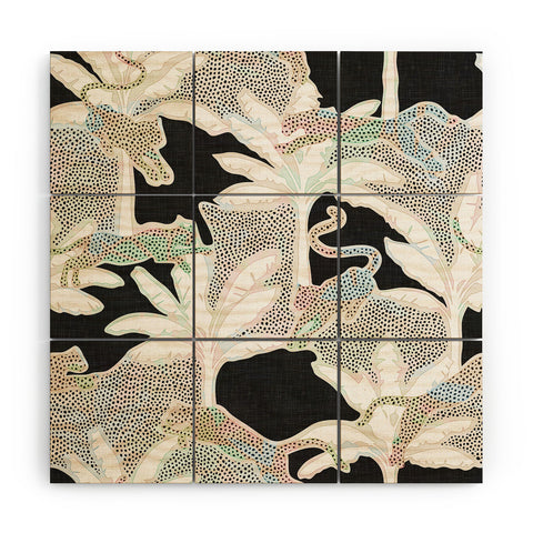 evamatise Leopards and Palms Rainbow Wood Wall Mural