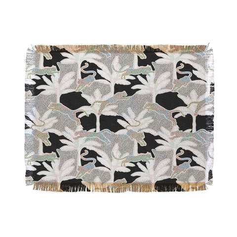 evamatise Leopards and Palms Rainbow Throw Blanket