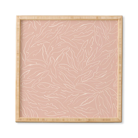 evamatise Line Art Plants Light Blush Framed Wall Art