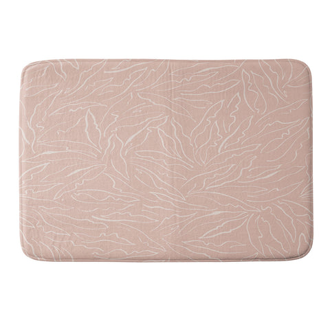 evamatise Line Art Plants Light Blush Memory Foam Bath Mat