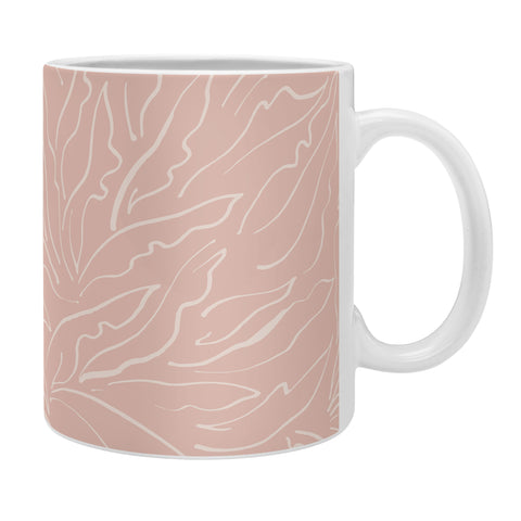 evamatise Line Art Plants Light Blush Coffee Mug