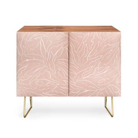 evamatise Line Art Plants Light Blush Credenza
