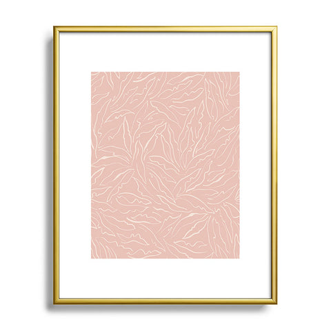 evamatise Line Art Plants Light Blush Metal Framed Art Print