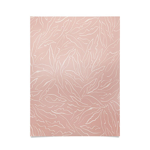 evamatise Line Art Plants Light Blush Poster