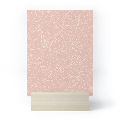 evamatise Line Art Plants Light Blush Mini Art Print