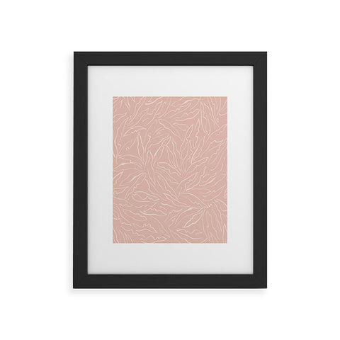 evamatise Line Art Plants Light Blush Framed Art Print
