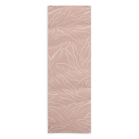 evamatise Line Art Plants Light Blush Yoga Towel