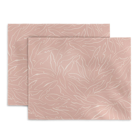 evamatise Line Art Plants Light Blush Placemat