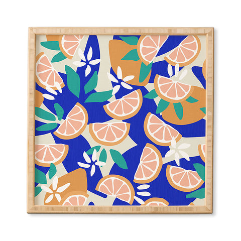 evamatise Mediterranean Summer Lemons and Leaves Framed Wall Art