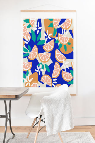 evamatise Mediterranean Summer Lemons and Leaves Art Print And Hanger