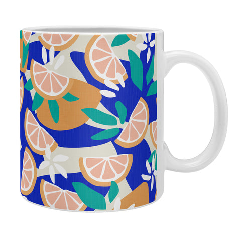 evamatise Mediterranean Summer Lemons and Leaves Coffee Mug