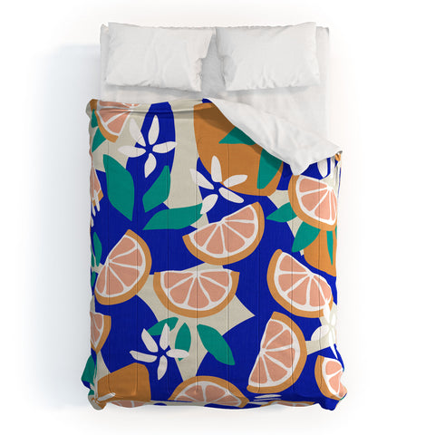 evamatise Mediterranean Summer Lemons and Leaves Comforter