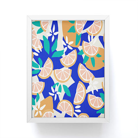 evamatise Mediterranean Summer Lemons and Leaves Framed Mini Art Print