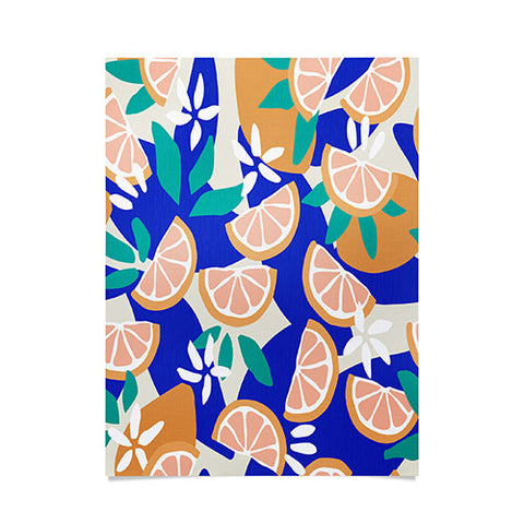 evamatise Mediterranean Summer Lemons and Leaves Poster