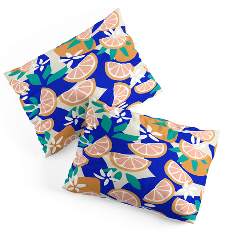 evamatise Mediterranean Summer Lemons and Leaves Pillow Shams