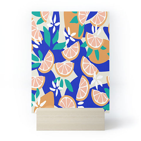 evamatise Mediterranean Summer Lemons and Leaves Mini Art Print