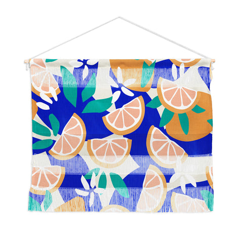 evamatise Mediterranean Summer Lemons and Leaves Wall Hanging Landscape