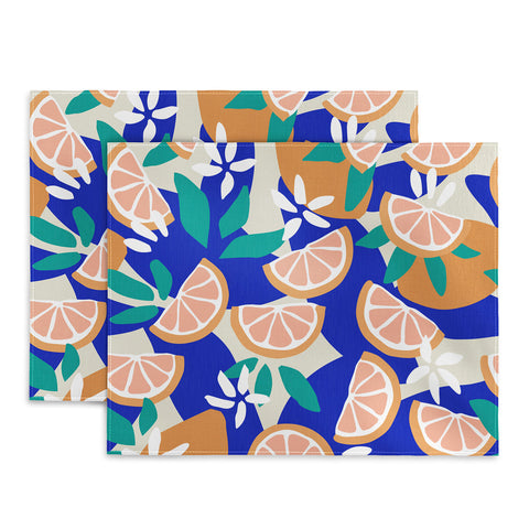 evamatise Mediterranean Summer Lemons and Leaves Placemat