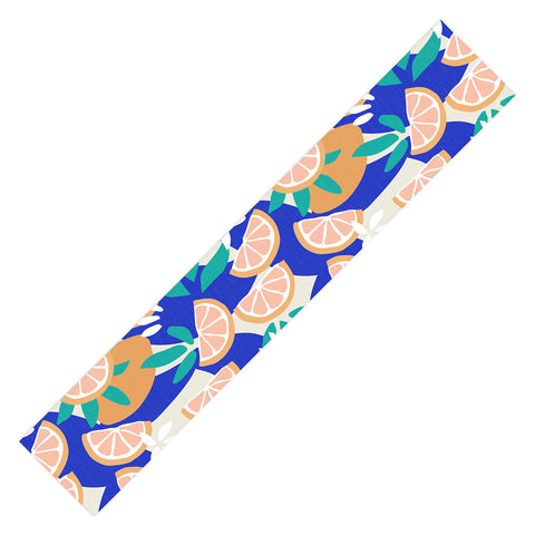 evamatise Mediterranean Summer Lemons and Leaves Table Runner