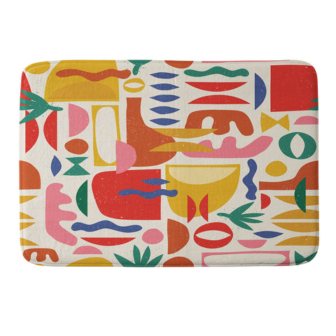 evamatise Mid Century Summer Abstraction Memory Foam Bath Mat