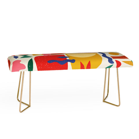 evamatise Mid Century Summer Abstraction Bench